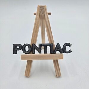 Pontiac Emblem Badge Black Silver Vintage Script Logo Part 490825 L7000